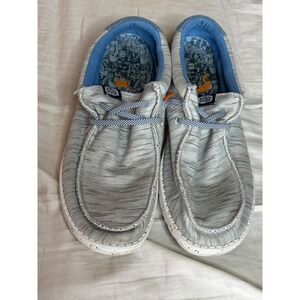HeyDudeWendy Womens Light Grey Blue Mushroom Print Slip On Loafers womens 11